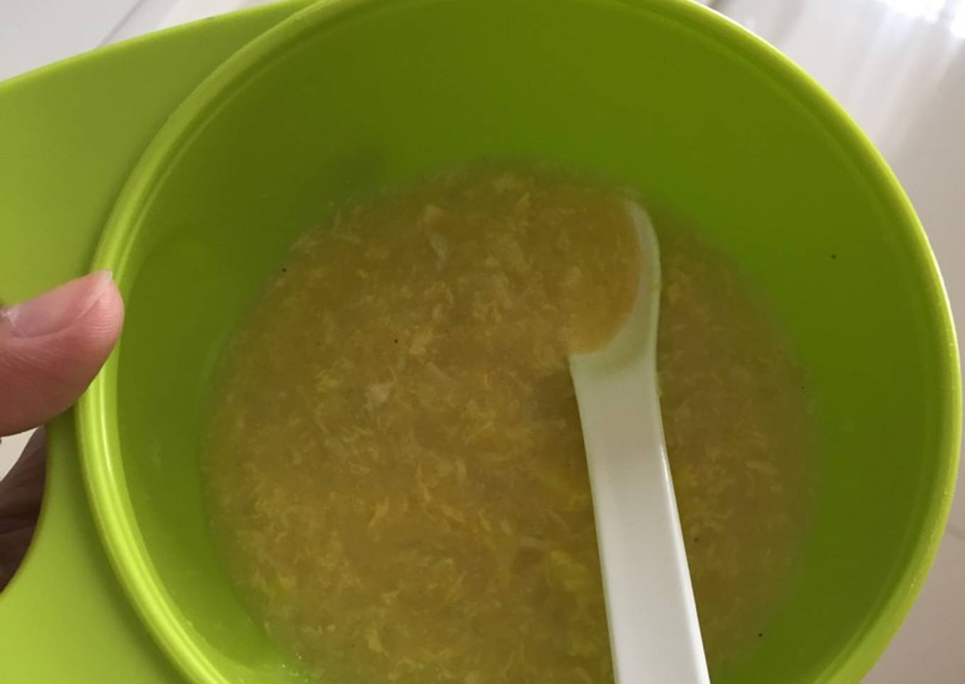 Sup jagung ayam with mashed potato for mpasi