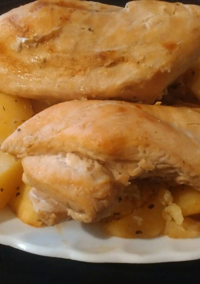 Картофель с грудкой в рукаве