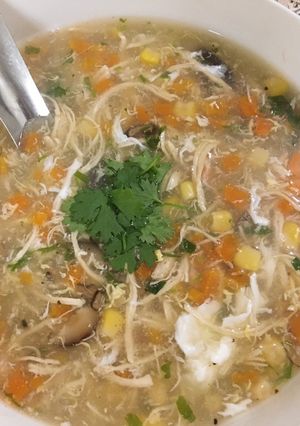 A picture of Chicken and Sweet Corn Soup 🌽🍗.