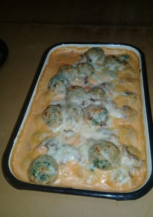 Una foto de Ñoquis verdes con salsa de champiñones!!