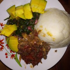 A picture of Ugali with beef stew#4 week challenge #authormarathon.
