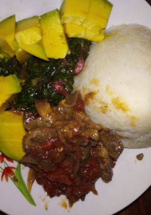 A picture of Ugali with beef stew#4 week challenge #authormarathon.