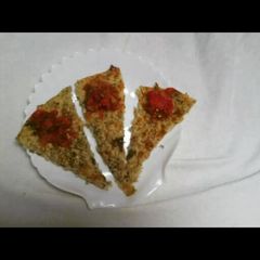 1.Cauliflower “pizza” with homemade grilled pepper cream “ajvar” A picture of 1.Cauliflower “pizza” with homemade grilled pepper cream “ajvar”.
