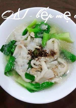 Hình của món Canh Cải Thìa Nấu Nấm Bào ngư.