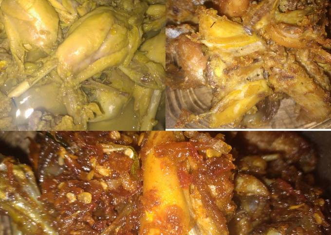 Bagaimana cara memasak Ayam Komplit (Ungkep, Goreng dan Sambal)  sempurna