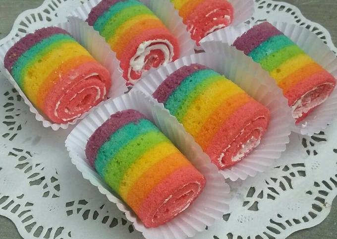 Recipe: Delicious Bolu Rainbow Gulung Mini