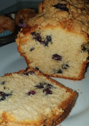 Una foto de Budín de arándanos con crumble