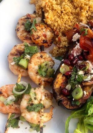 A picture of BBQ chilli prawns.
