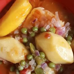 A picture of Papa Legit Sumptuous Plantain Potato Stew with crunchy Peas! 😋.