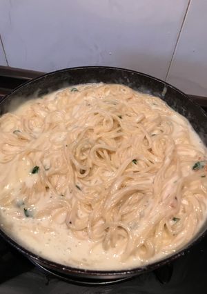 Una foto de Espaguetis con salsa de queso