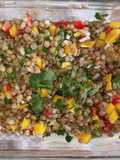 Lentilhas com pimentos e coentros