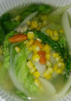 Foto resep Sawi putih Kuah segar jagung manis
