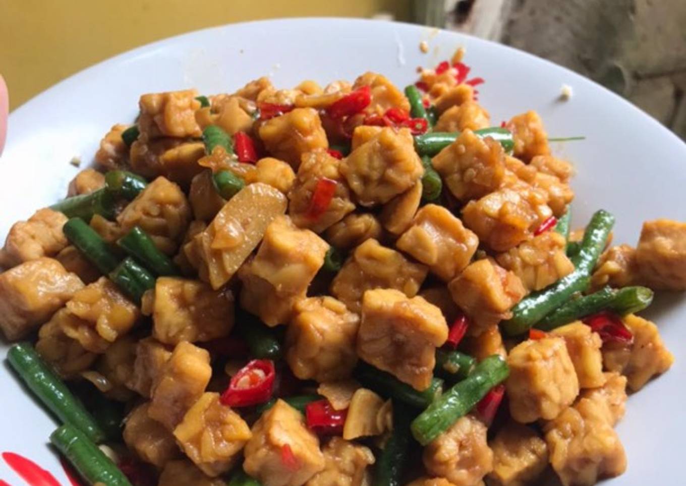 Tumis tempe & kacang panjang