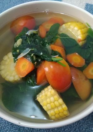 Foto resep Sayur bening bayam +jagung+wortel