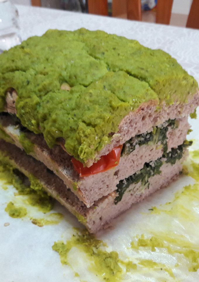 Una foto de "Lasaña" de pan sin gluten y vegana 🍞