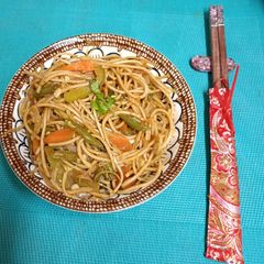 A picture of Healthy Bowl 🥣 of Schezwan Style Millet Noodles.