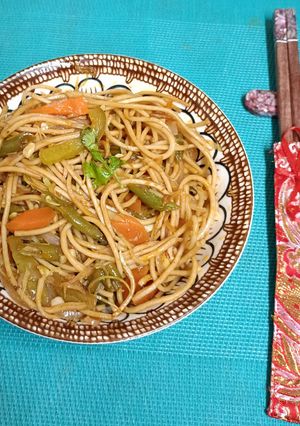 A picture of Healthy Bowl 🥣 of Schezwan Style Millet Noodles.