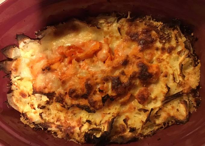 Gratin de panais et carottes au parmesan