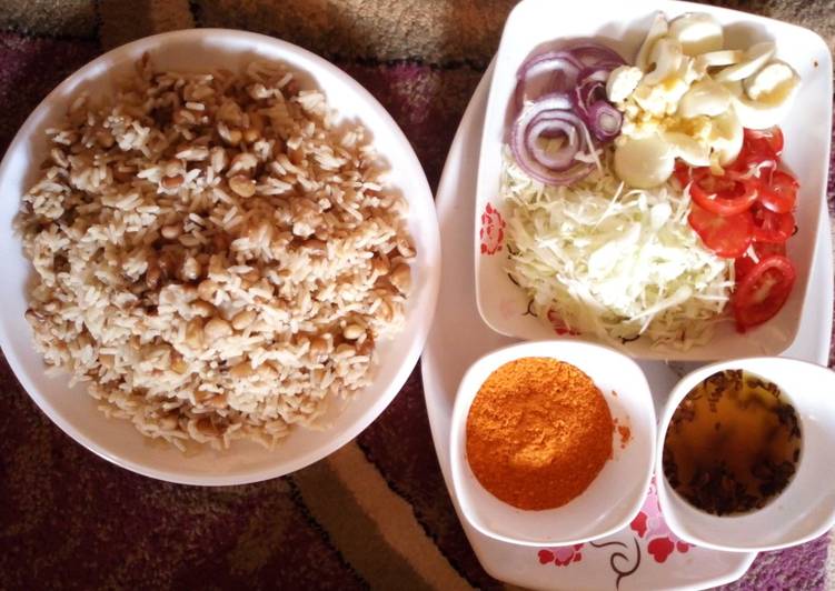 Recipe of Favorite Rice and beans with oil and chill(garau garau)