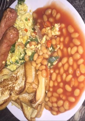 A picture of Fried bread English breakfast.