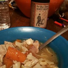 A picture of Roasted Chicken noodle soup.