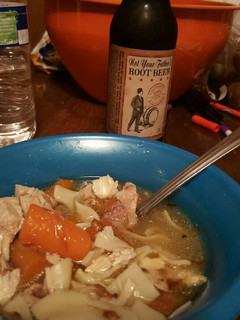 A picture of Roasted Chicken noodle soup.