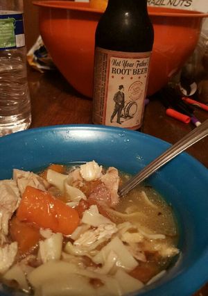 A picture of Roasted Chicken noodle soup.