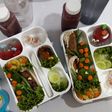 Mommy bento Enoki Roll daging teriyaki saos