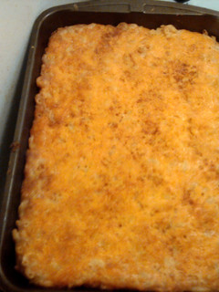 A picture of baked mac n cheese.