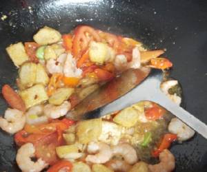 Resep mudah Oseng udang tahu pedas Yummy Mantul