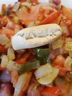 Una foto de Pimientos con panceta salada