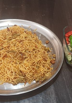 عکسی از دستور ماکارونی با لوبیا سبز