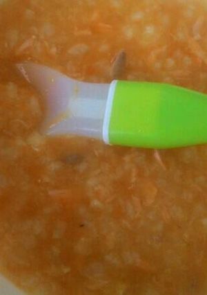Hình của món Cháo cá hồi, bí đỏ, hạt sen.