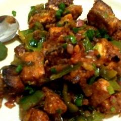 A picture of Paneer chilli dry with garlic flavor (Shallow fried).