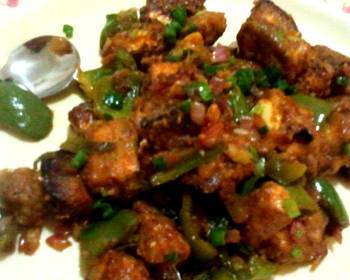 Popular Cuisine Paneer chilli dry with garlic flavor Shallow fried Delicious and Healthy