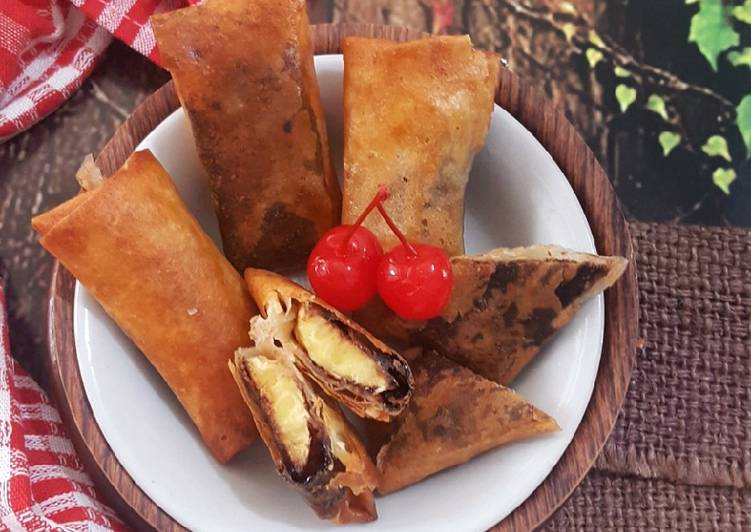 Lumpia Pisang Coklat Karamel #Bandung_recookFitrianiSriReje