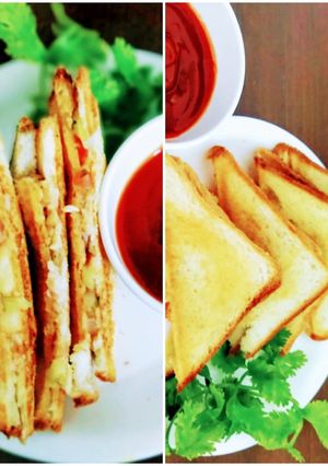A picture of Salad toast sandwich.