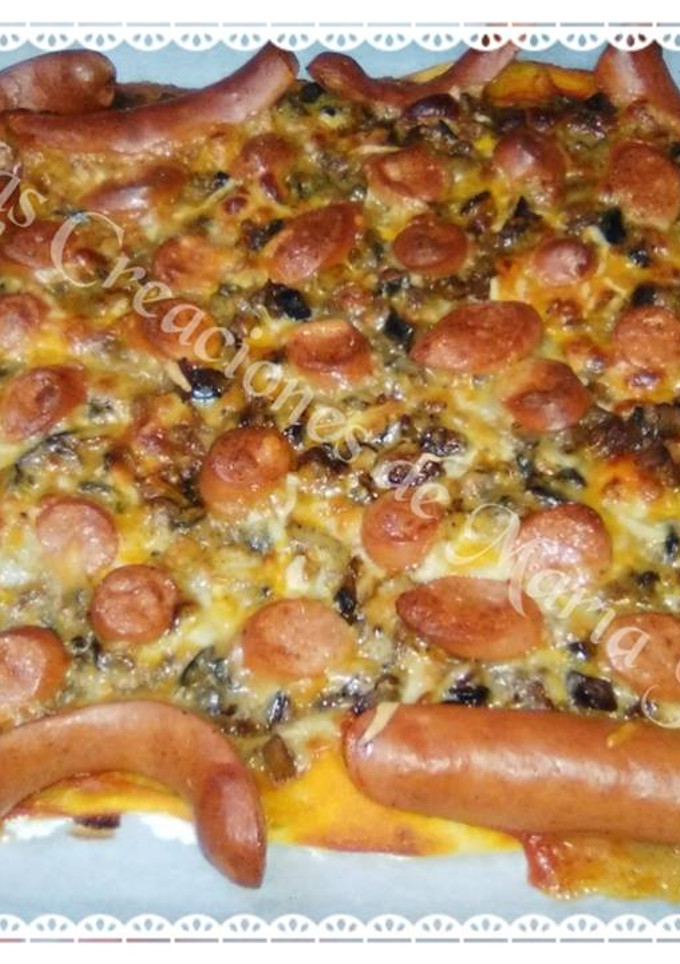 Una foto de Pizza de Berenjena y Salchichas