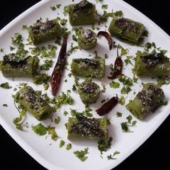 Mint palak khandvi A picture of Mint palak khandvi.