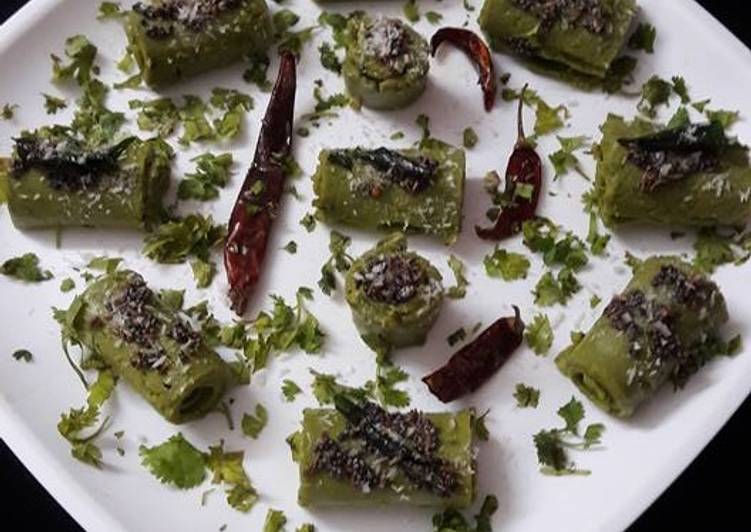 Simple Way to Make Quick Mint palak khandvi