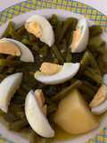 Hervido de judías verdes con huevo cocido y patatas