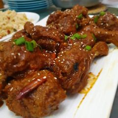 Korean fried chicken A picture of Korean fried chicken.
