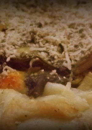 Una foto de Tarta de acelga, espinaca y champiñones