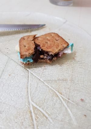 Una foto de Galletitas de salvado y miel rellenas de malvaviscos y chocolate