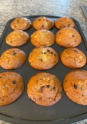 A picture of Banana Chocolate Chip Muffins.