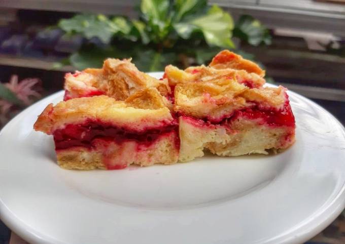 Bread Pudding with Raspberry Sauce by in Brooklyn