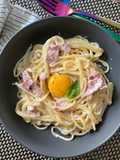 ☆Spaghettis Carbonara au Chèvre☆