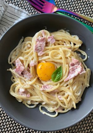 Une photo de ☆Spaghettis Carbonara au Chèvre☆