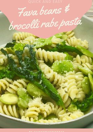 A picture of Fava beans and broccoli rabe pasta.