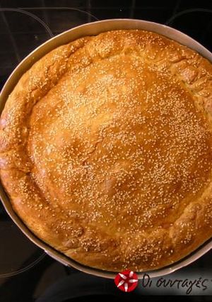 A picture of Kreatotourta (meat pie) from Chania.